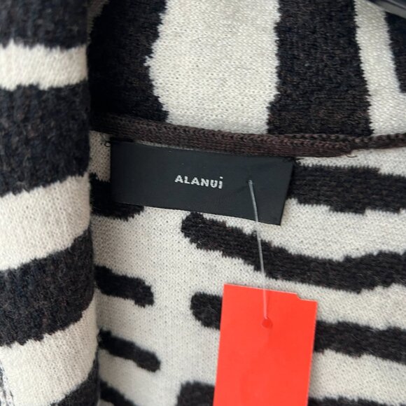 $2930 Alanui Charcoal Brown Ivory Fringe Tassel Cardigan Wool Sweater size Small - Picture 8 of 9